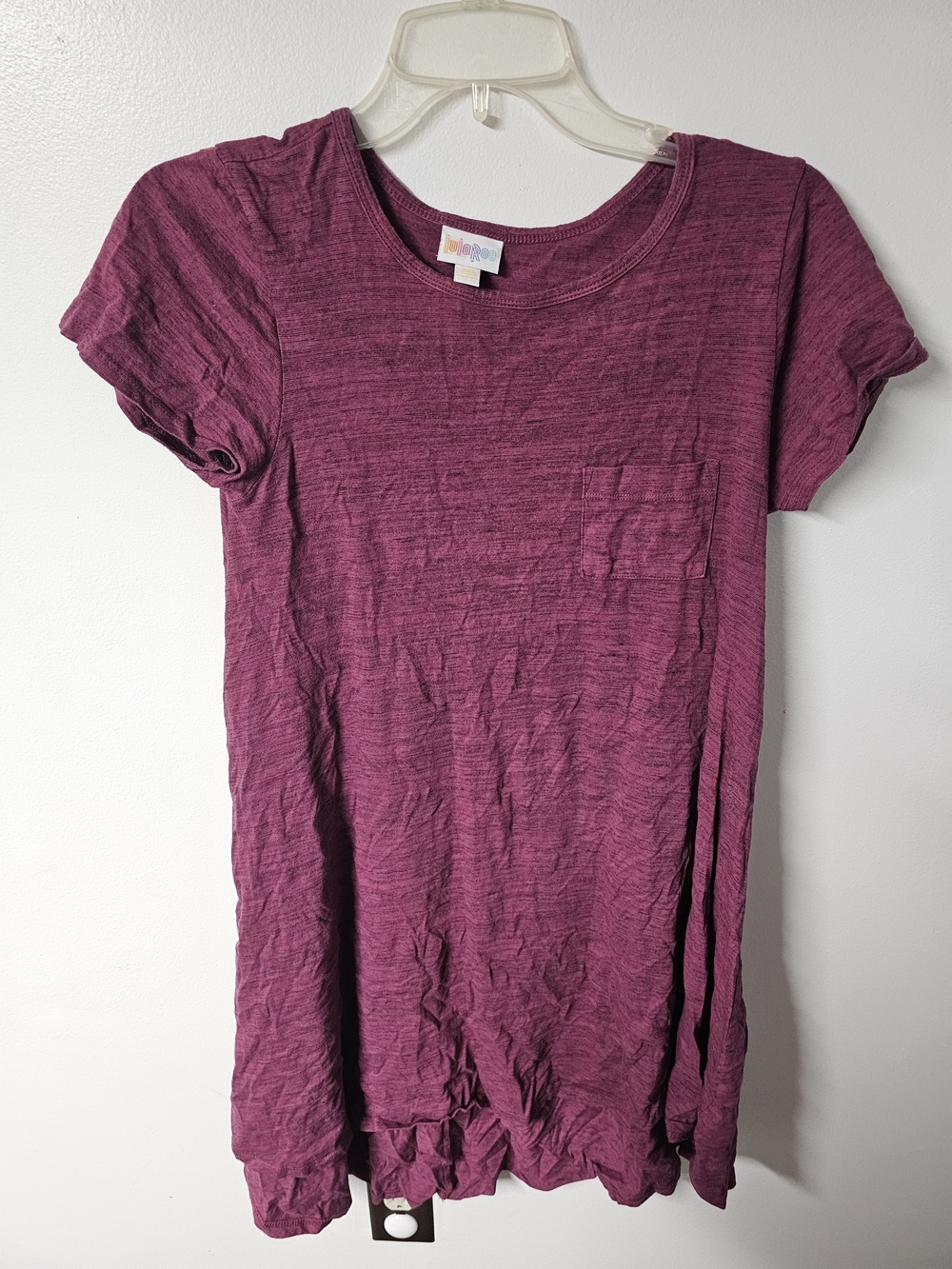 LuLaRoe Short Sleeve Pocket Tee Dress in Plum